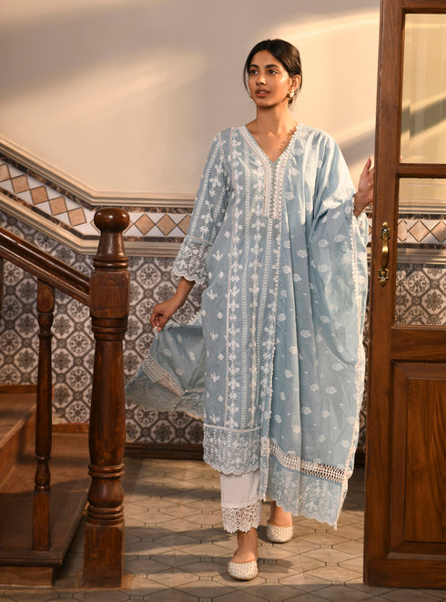 Arpina Kurta with Floral Chemical Lace Pants With Dupatta